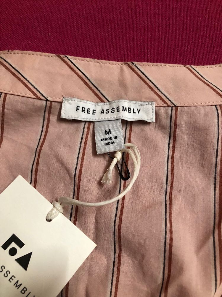 Free Assembly Striped Button-Up Top