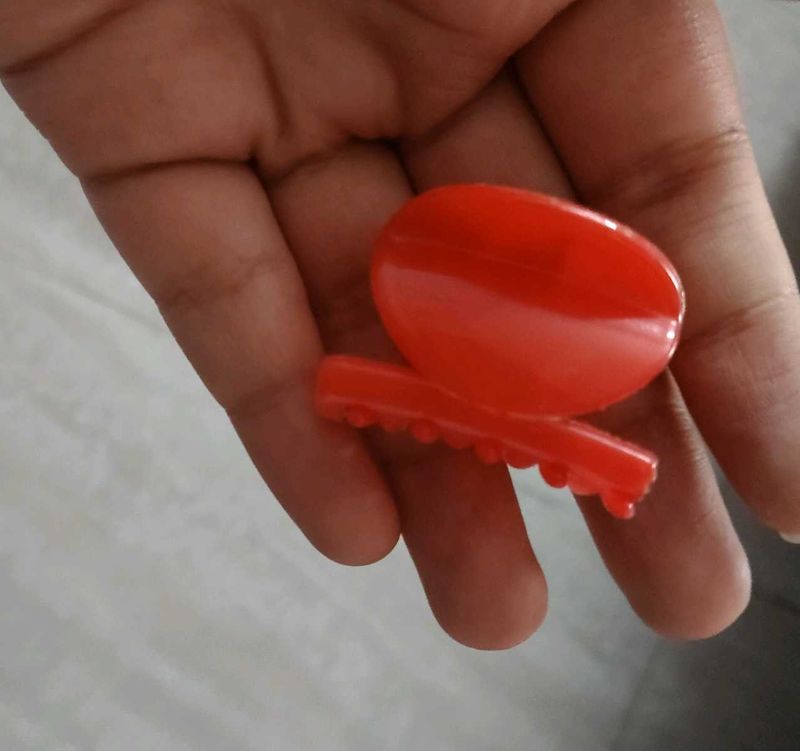 Glossy Red Mini Hair Claw Clip for Girls &amp; Women