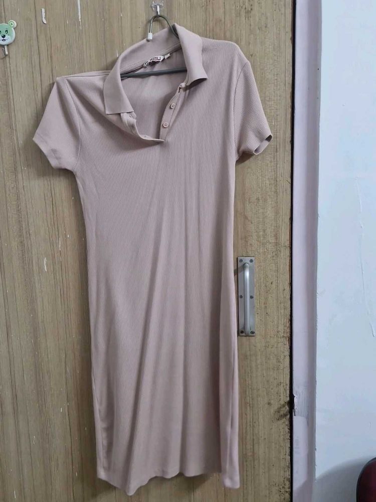 Ribbed Polo Neck Dress