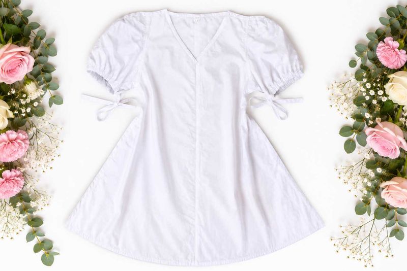 Light blue Puff Sleeve Tie-Up Mini Dress
