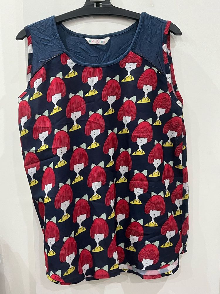 Unique Graphic Print Sleeveless Top