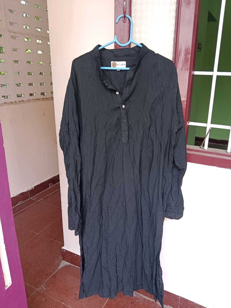 Black Cotton Kurta