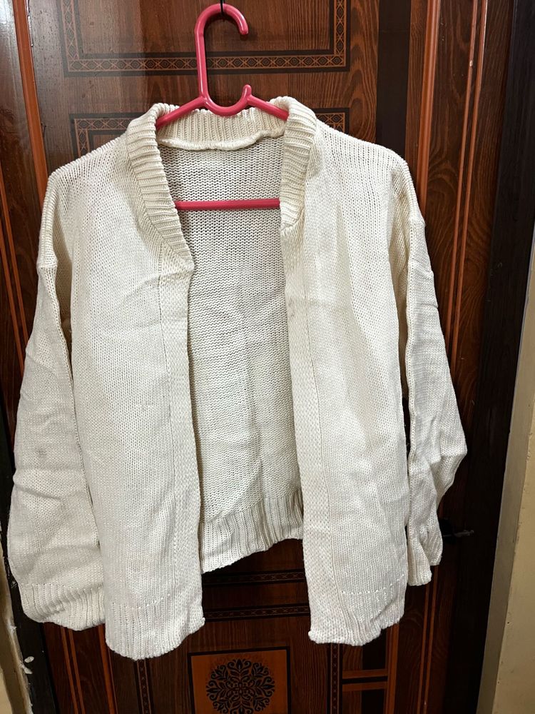 Cream Knit Open Cardigan
