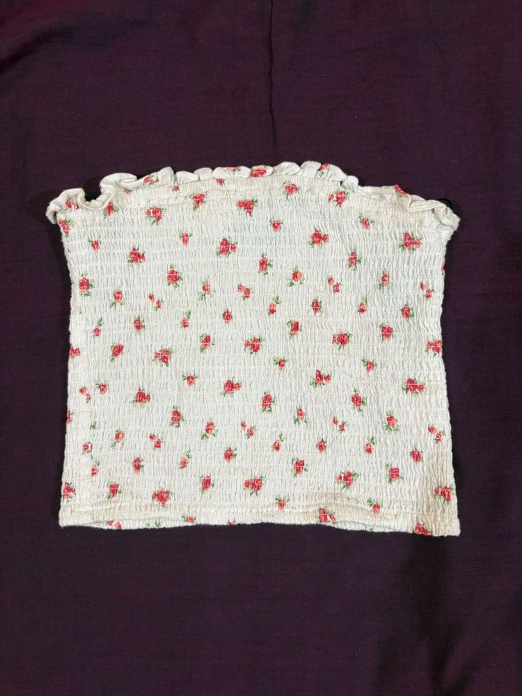 Cute Floral Smocked Tube Top