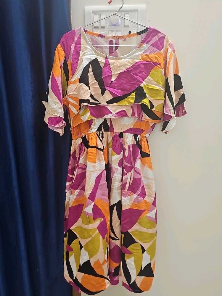 Colorful Floral Print Mini Dress