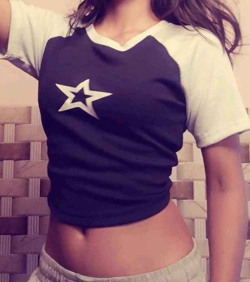 Cute Star Print Raglan Tee