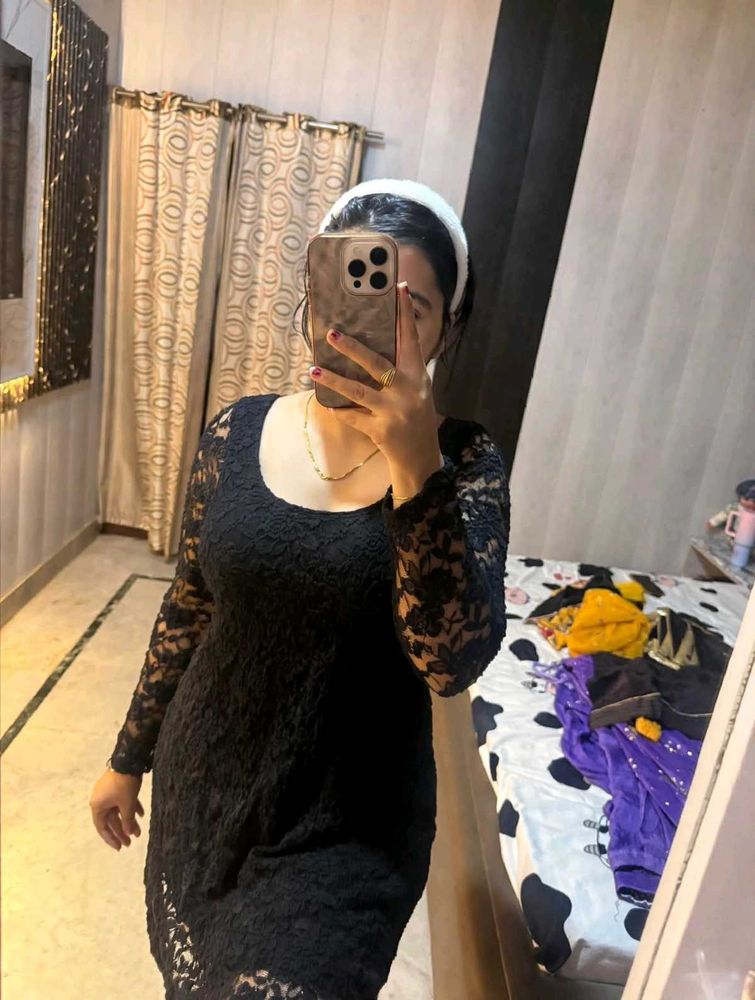 Elegant Black Lace Dress🐦‍⬛