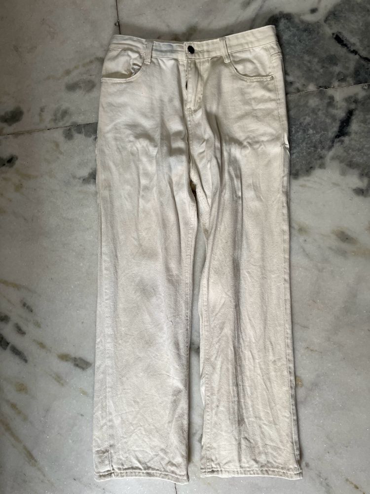 Off White Straight Leg Jeans