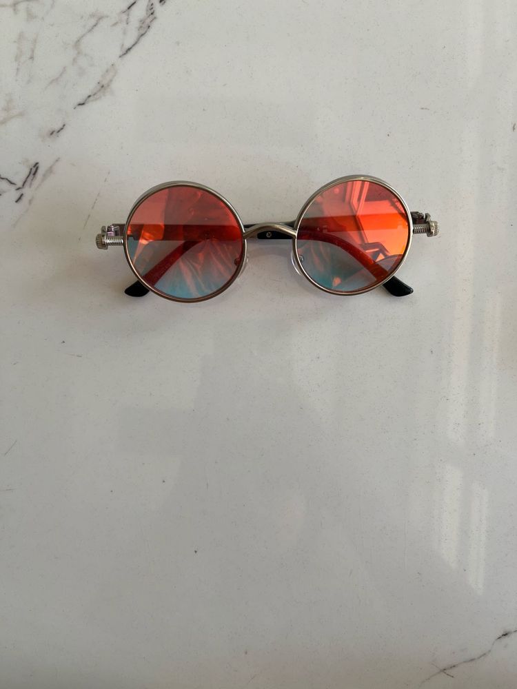 Round Red Lens Sunglasses
