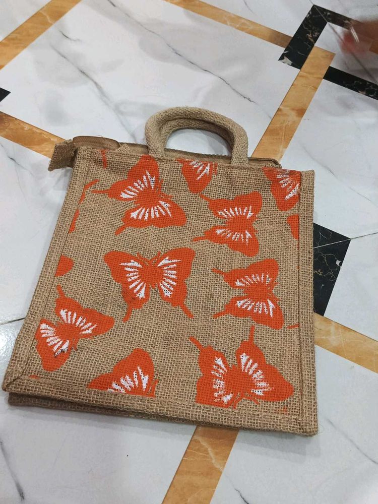 Cute Butterfly Jute Tote Bag