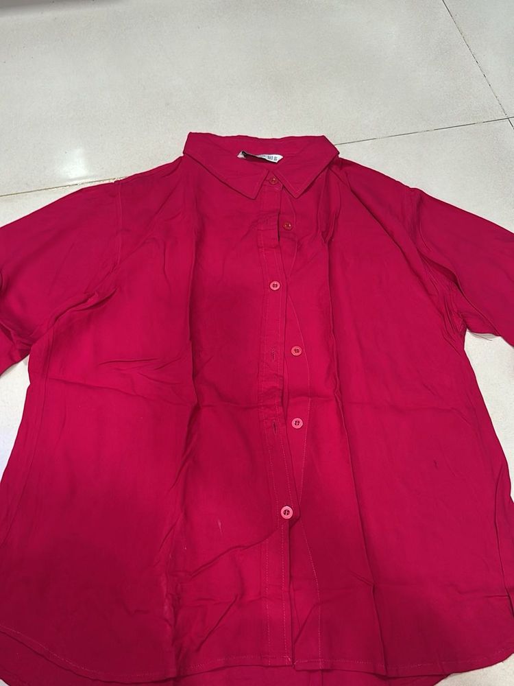 Vibrant Pink Oversized Button-Up Shirt