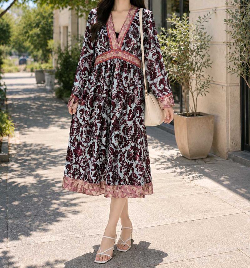Elegant Floral Print Midi Dress