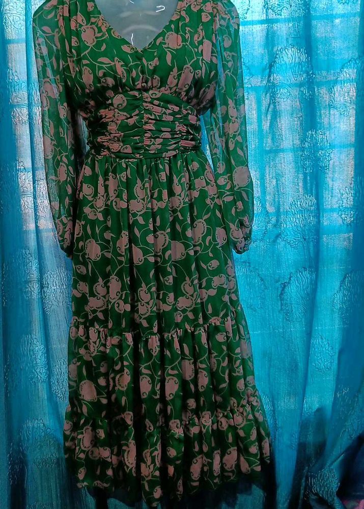Floral Green Maxi Dress