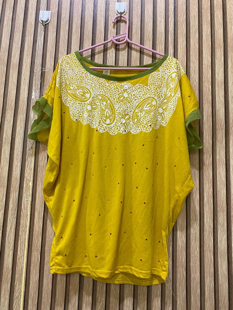 Yellow Tunic with Lace Detail 38-48