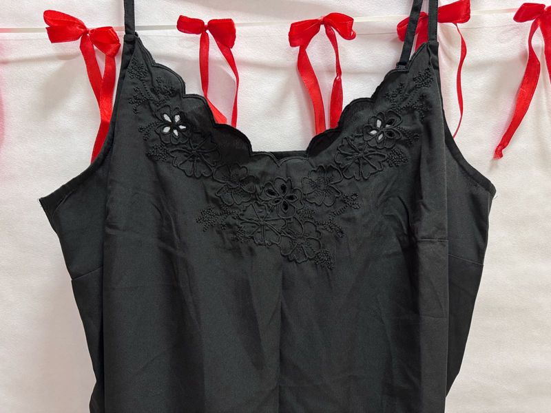 Elegant Black Embroidered Cami Top