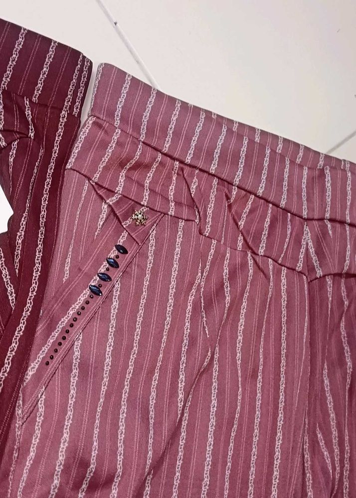 New Striped Maroon Palazzo Pants, combo at sale