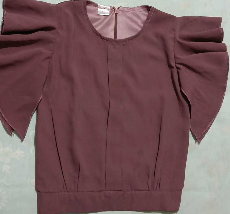 Elegant Ruffled Sleeve Top &amp; Culottes