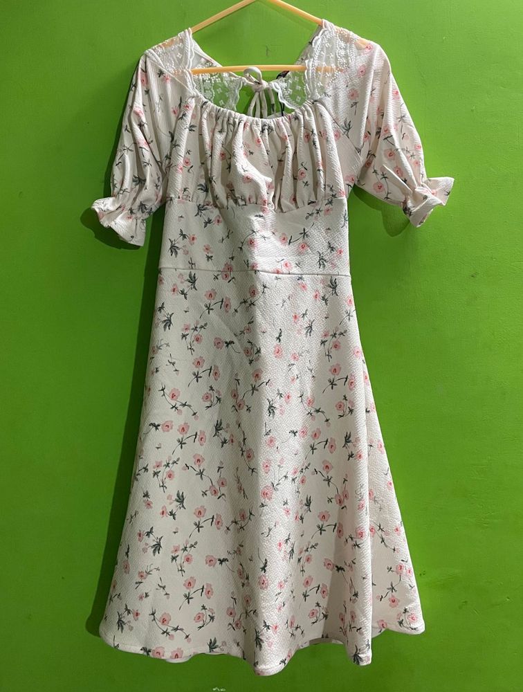 Offwhite Midi Dress For Women