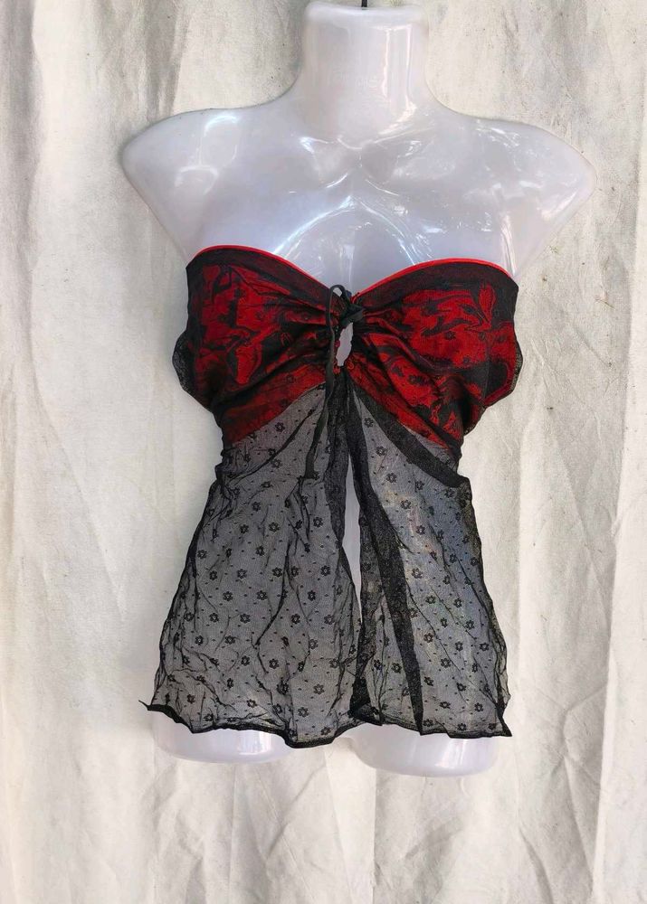 Exquisite Red &amp; Black Lace Top