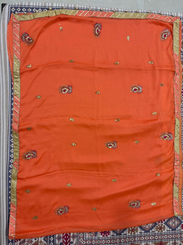 Orange Embroidered Saree