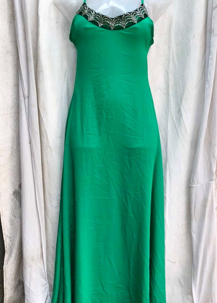 I. Emerald Green Embellished Maxi Dress