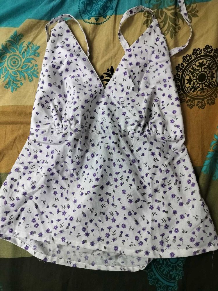 Cute Floral Halter Neck Top