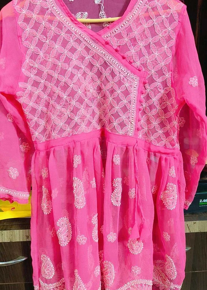 Pink Chikankari Top