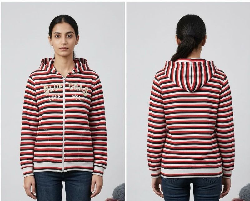 Striped Zip-Up Hoodie