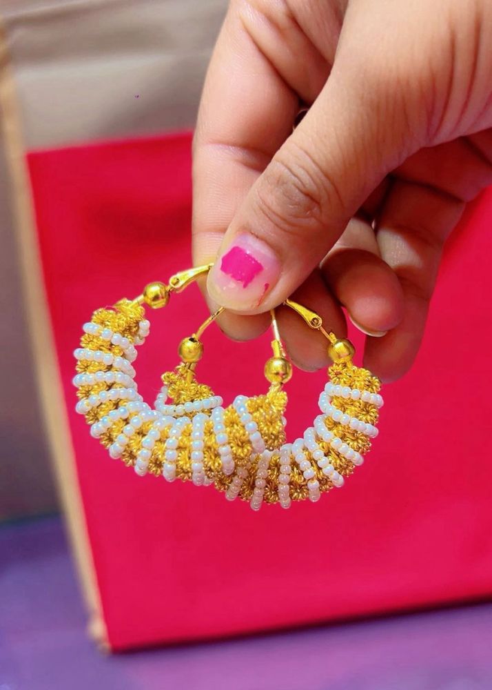 Elegant Beaded Hoop Earrings