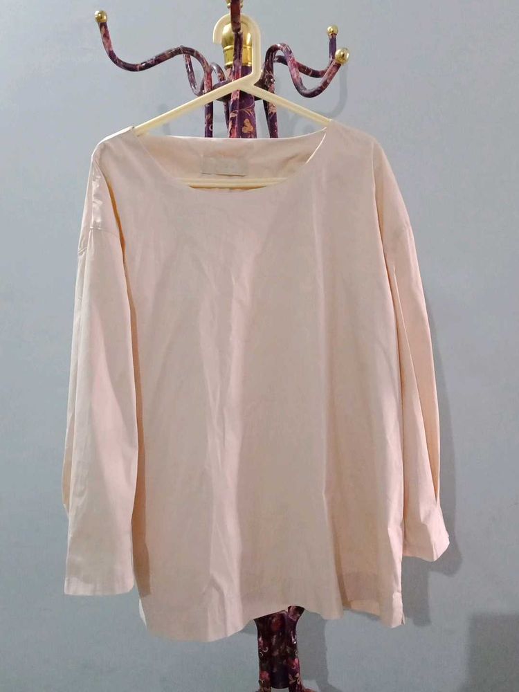 Beige Long Sleeve Tunic Top