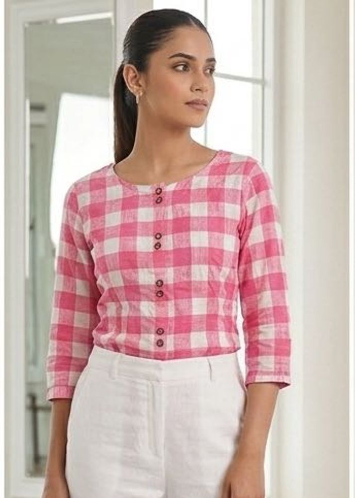 Pink Checkered Kurti
