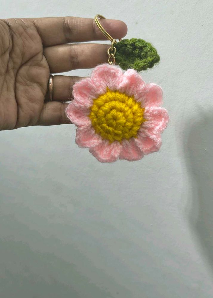 Handmade Crochet Flower Keychain