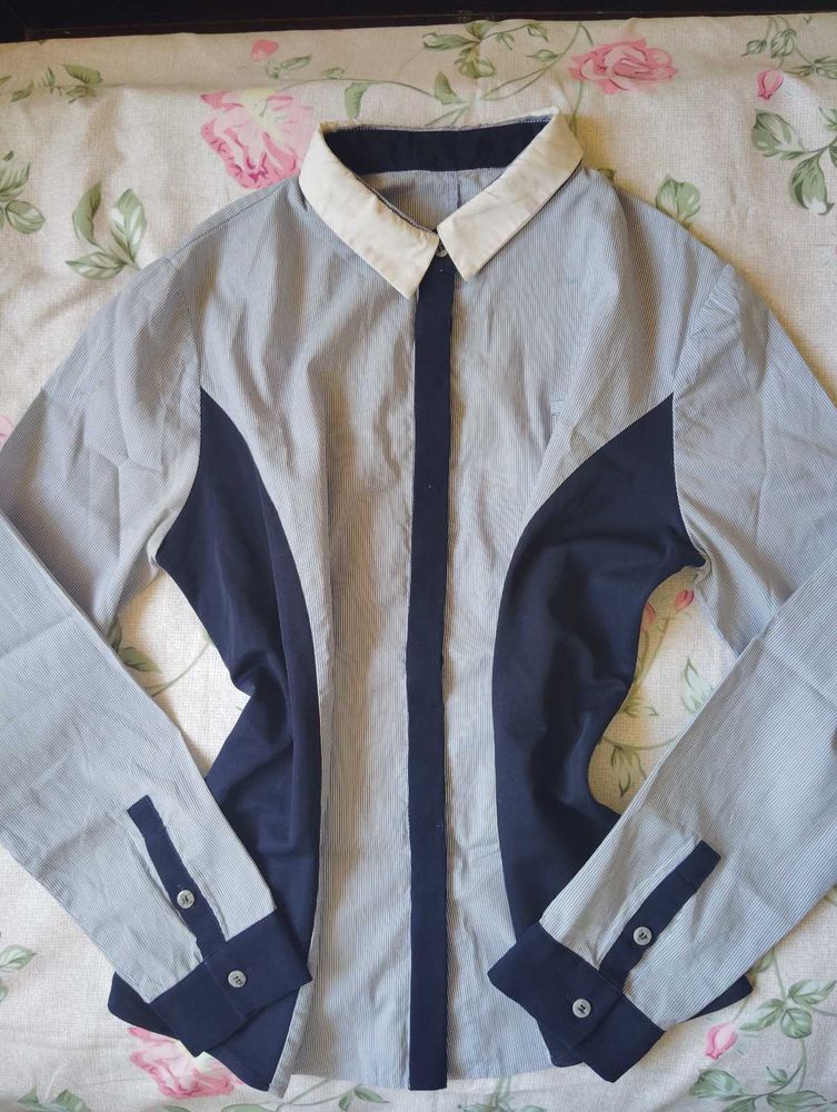 Striped Panel Button-Up Shirt