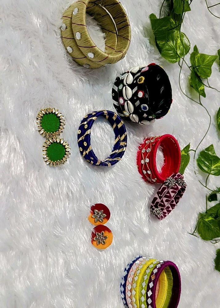 Navratri  Special Handcrafted Bangles &amp; Earrings