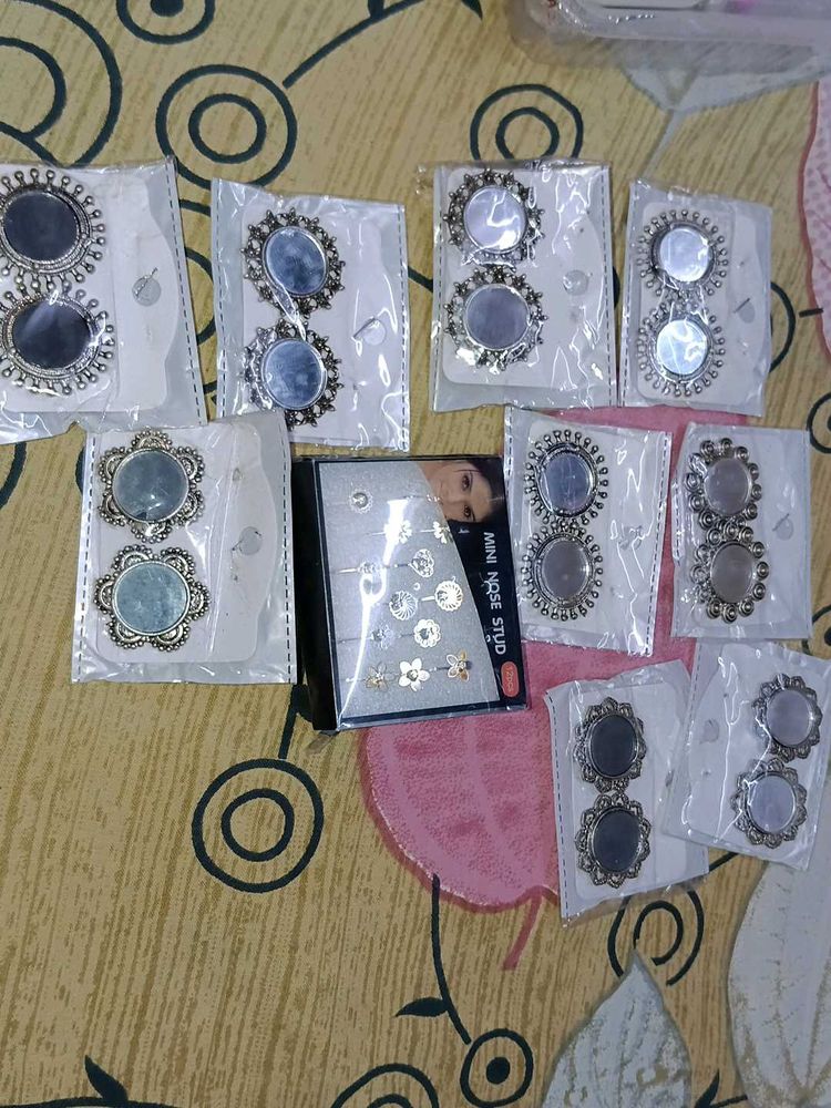 9 earings Assorted Mirror Work Earrings Set