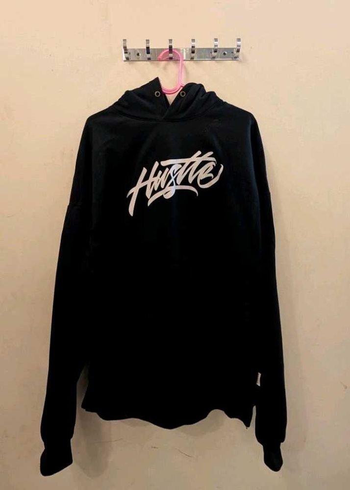 OVERSIZED Black "Hustle" Graphic Hoodie