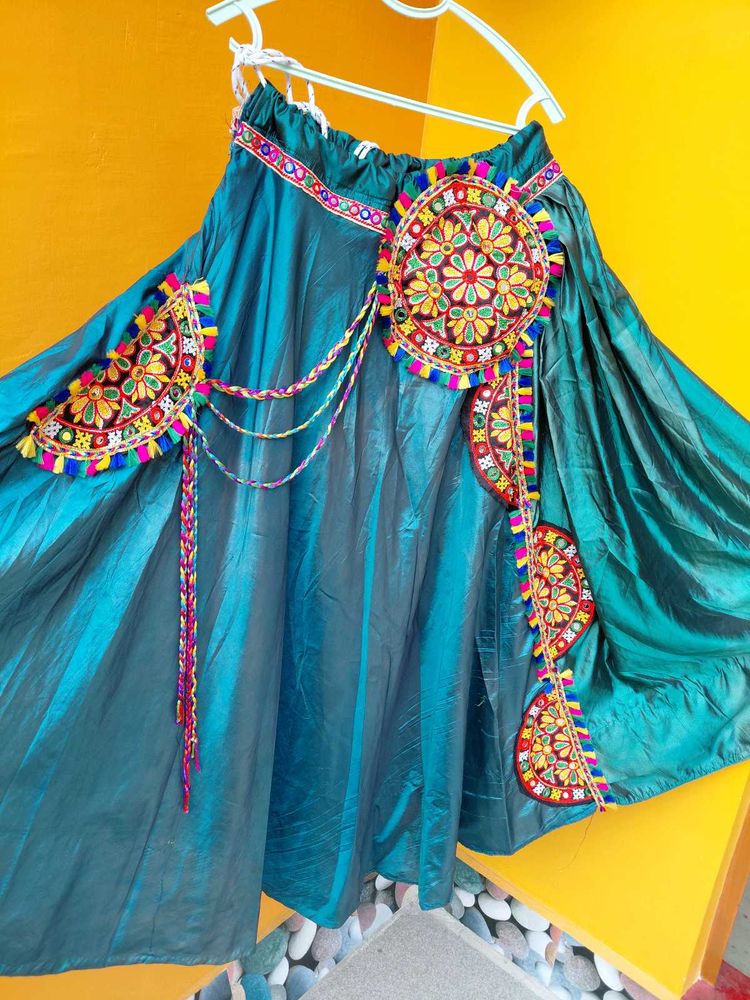 Embroidered Teal Ethnic Skirt