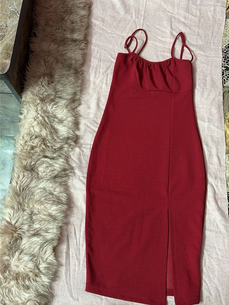 Chic Red Bodycon Midi Dress