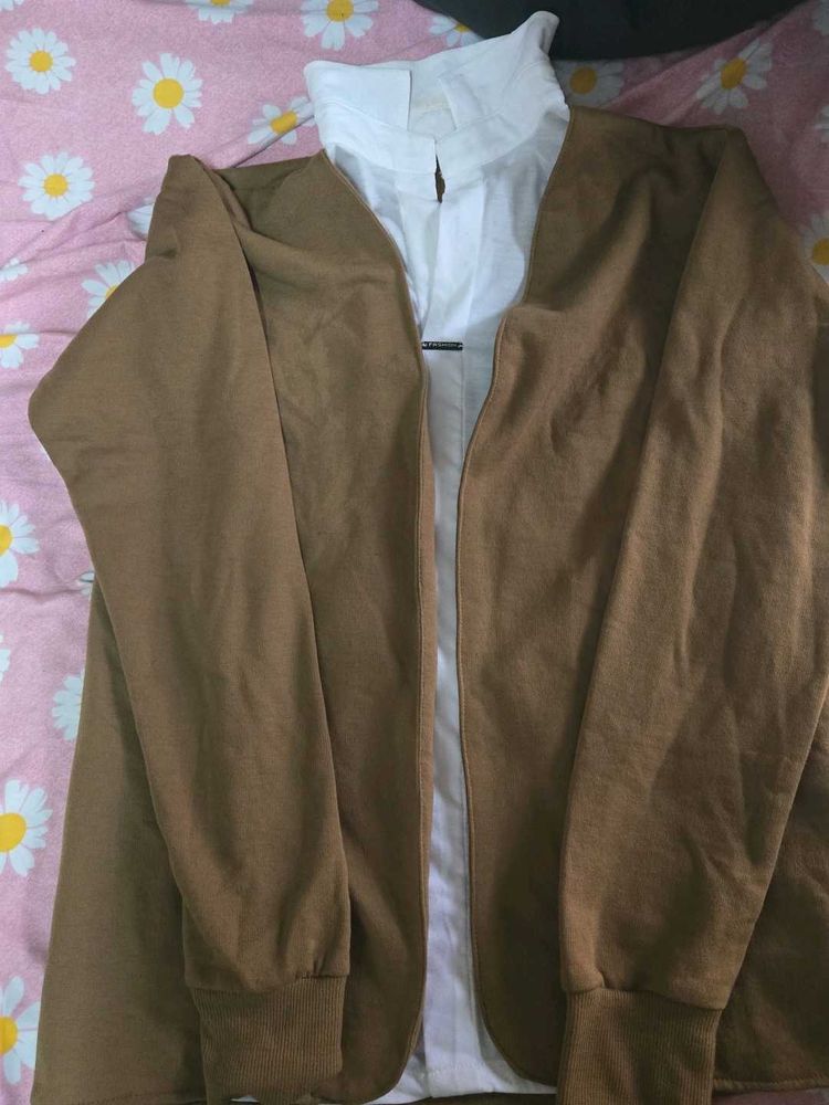 Brown Open Front Sweatshirt