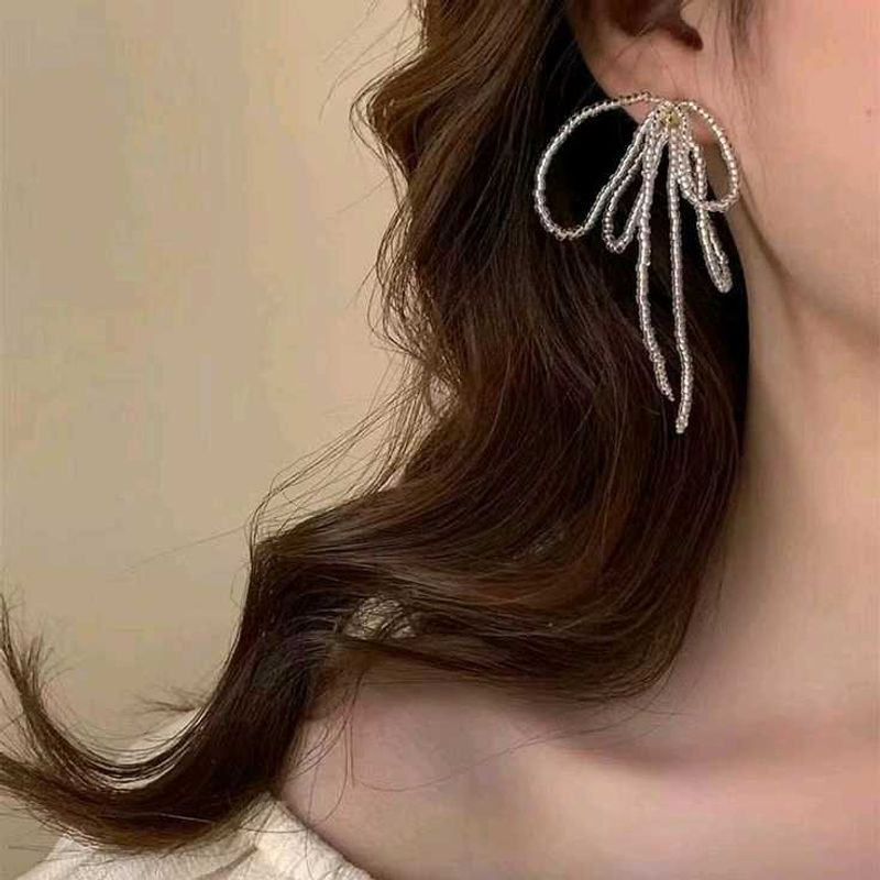 Sparkling Bow Drop Earrings