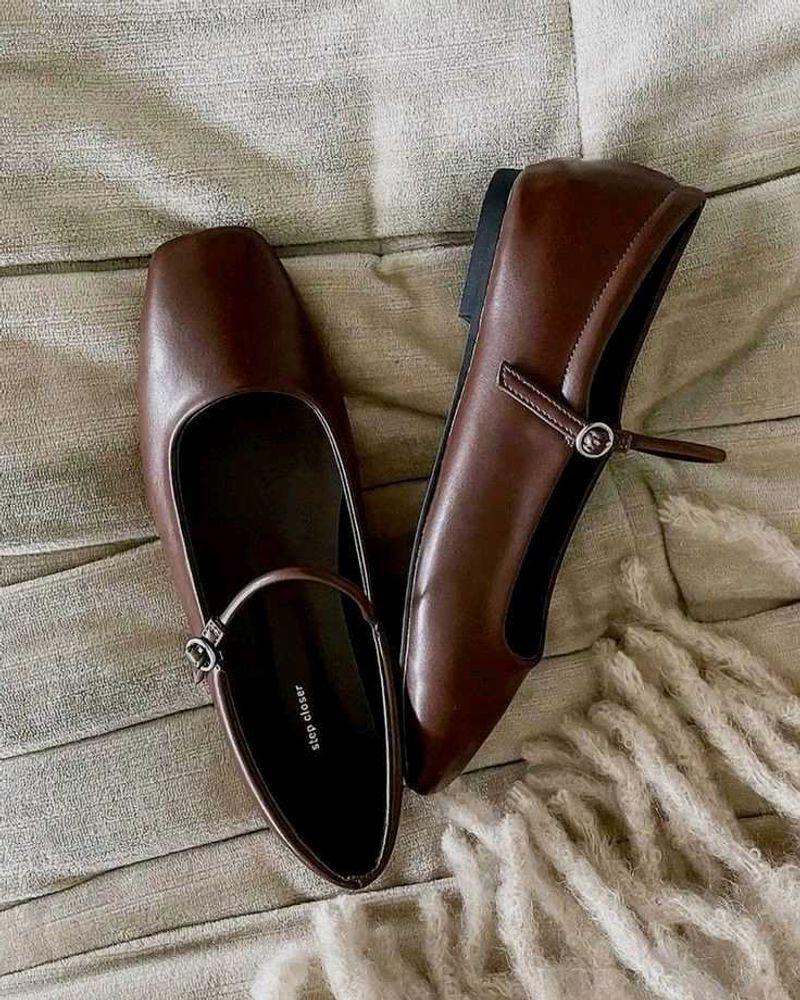 Chic Brown Mary Jane Ballet Flats