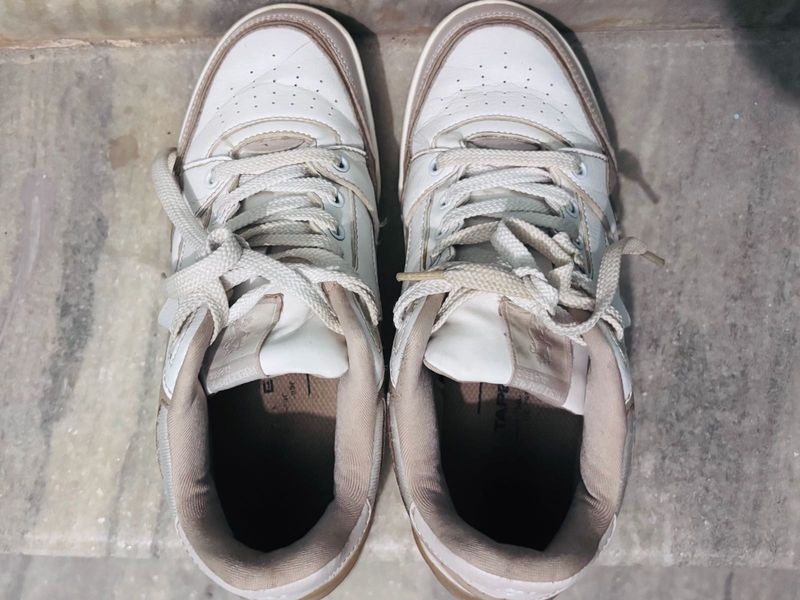 White Lace-Up Sneakers
