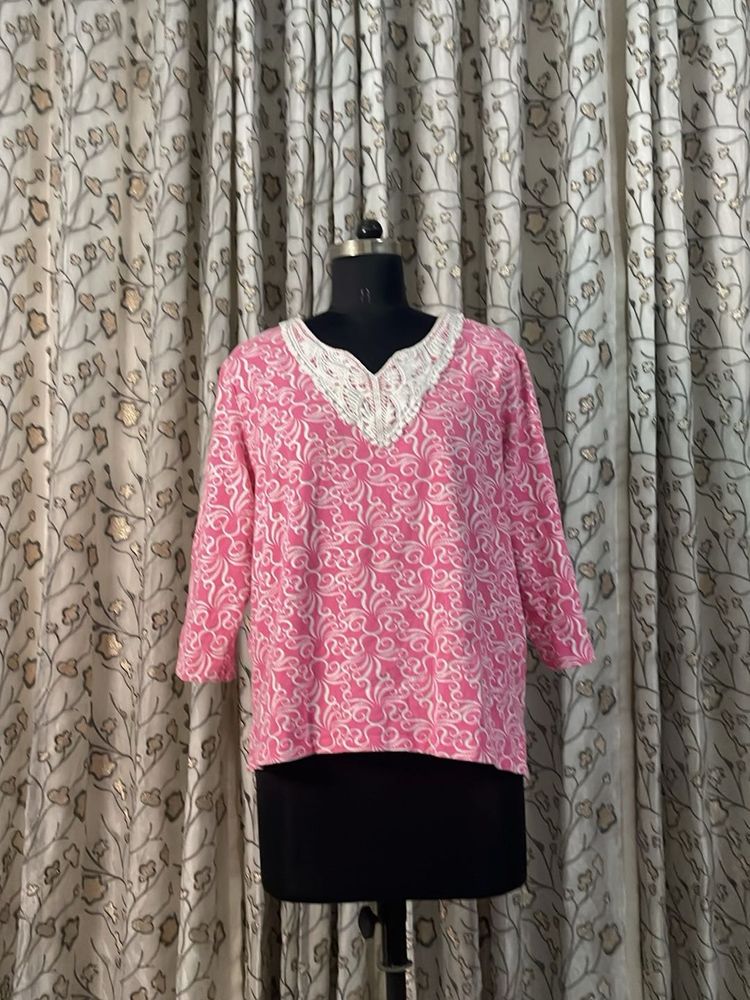 Pink Printed Kurta