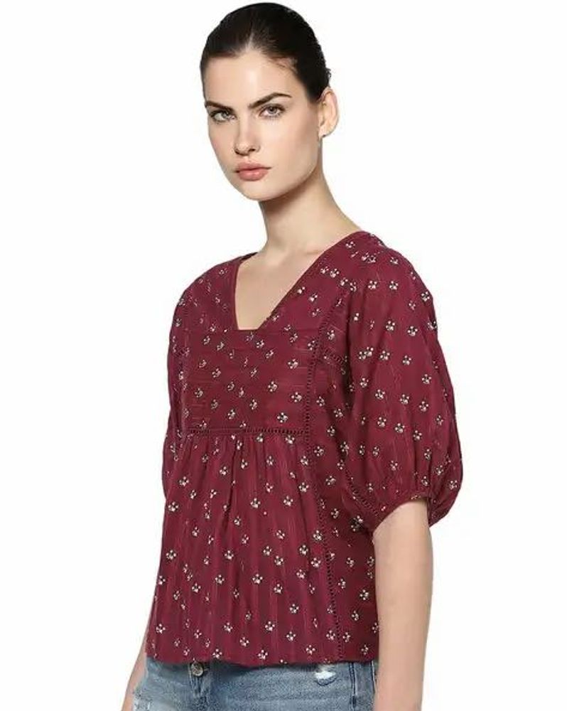 Boho Floral Print Peplum Blouse