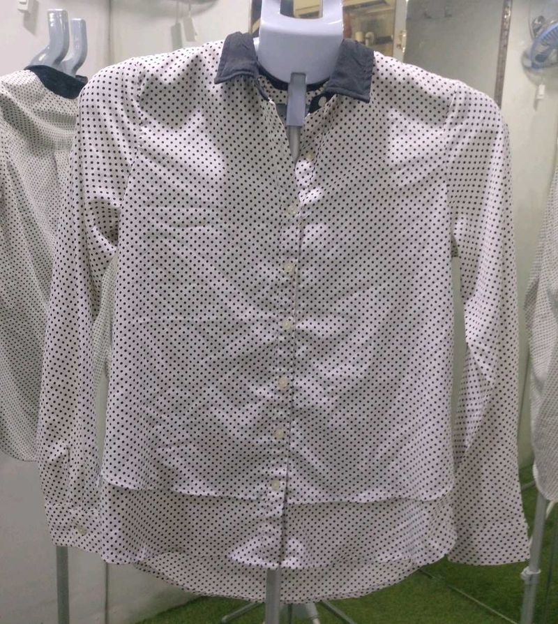 Chic Polka Dot Button-Up Shirt