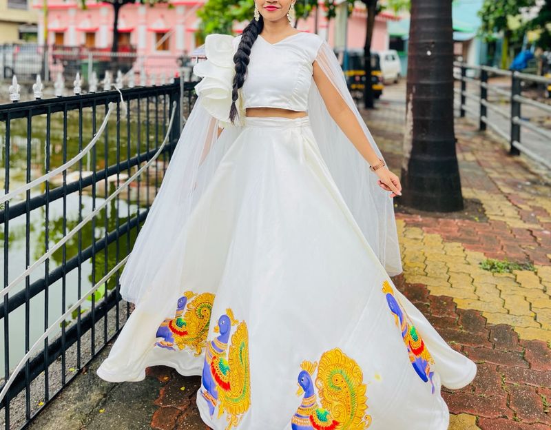 Hand painted peacock lehnga and choli