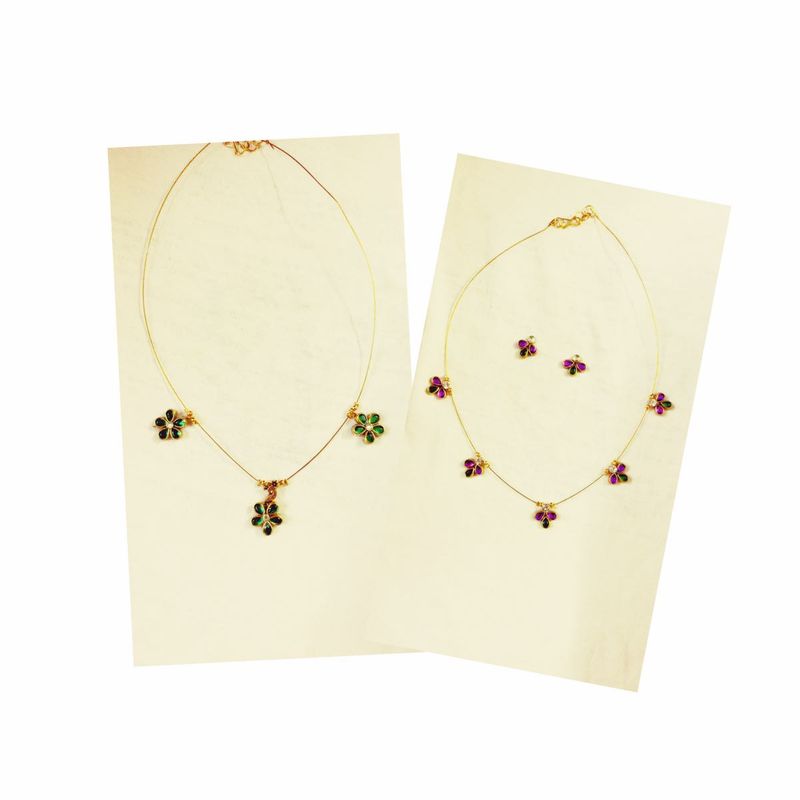 Delicate Flower Necklace &amp; Earring Set combo