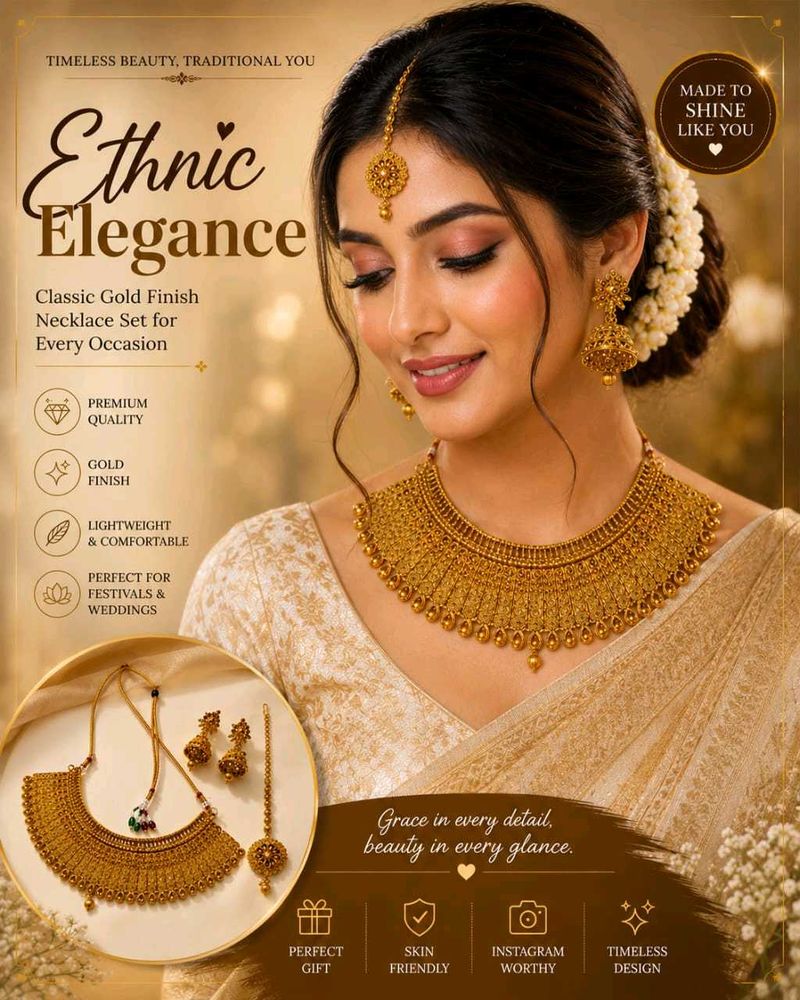 Elegant Gold Finish Necklace Set for Occasions