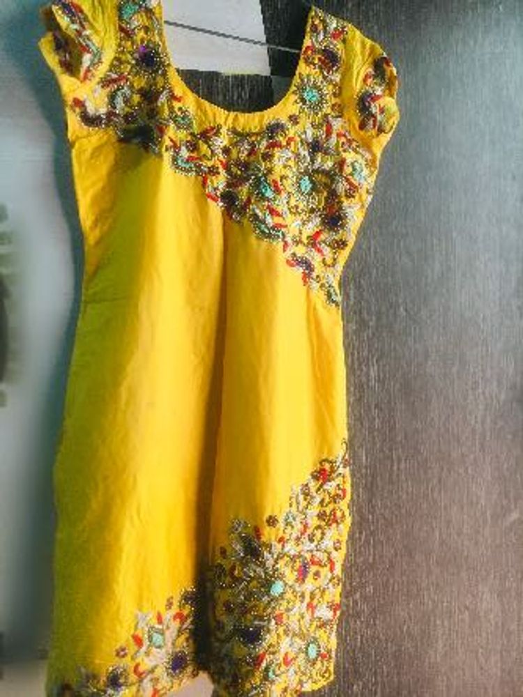 Yellow Embroidered Kurta