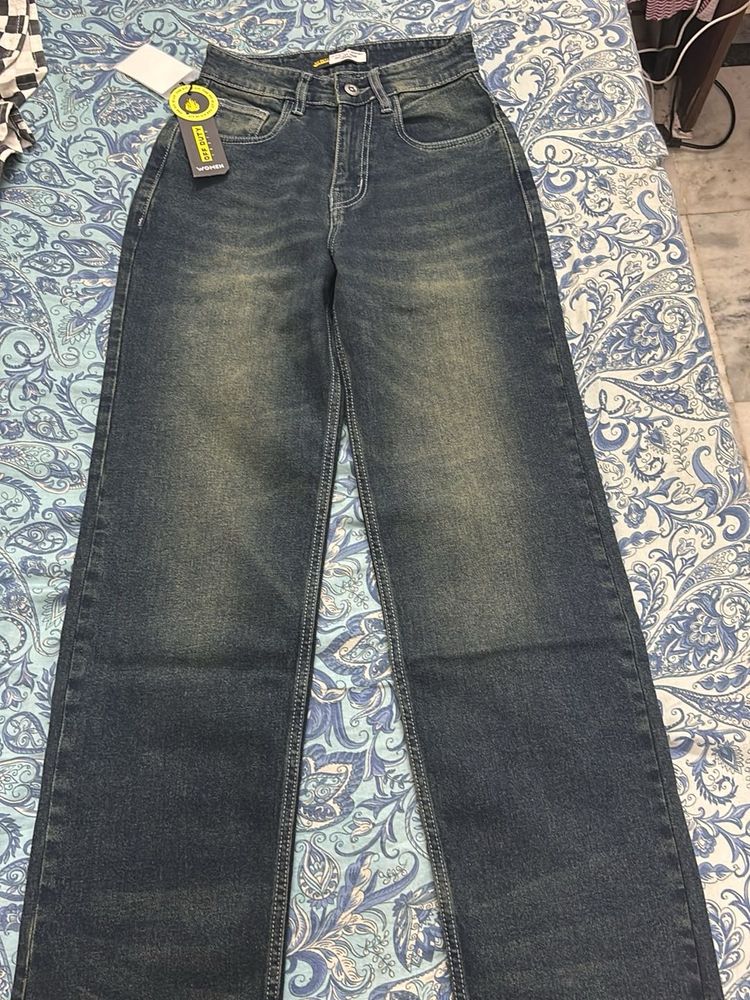 Wide Leg Jeans - Dark Wash Denim